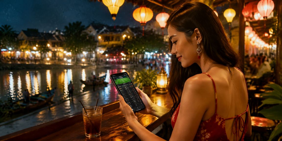 Người dùng Hội An đặt cược thể thao tại quán cà phê buổi sáng